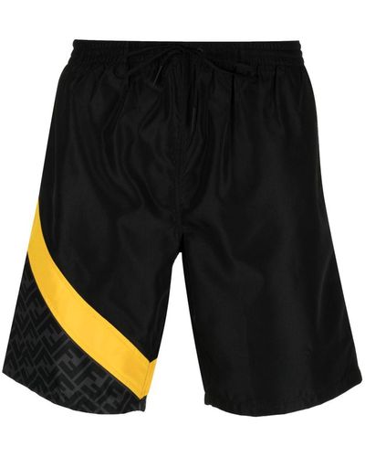 Fendi Ff-logo Print Swim Shorts - Black