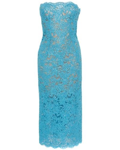 Ermanno Scervino Strapless Lace Midi Dress - Blue