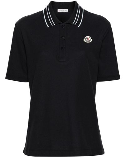 Moncler Polo en coton à patch logo - Noir