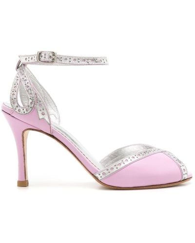 Sarah Chofakian Gellle 75mm Leather Sandals - Pink
