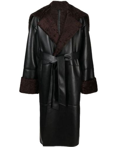 Nanushka Alessi Belted Leather Maxi Coat - Black