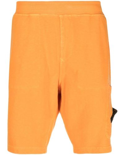 Stone Island Compass-motif Cotton Shorts - Orange