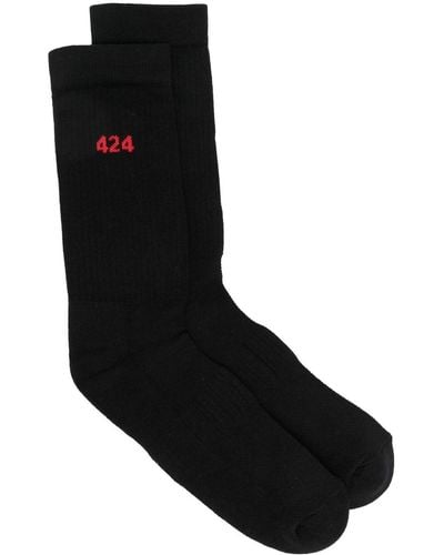 424 Intarsia-logo Socks - Black