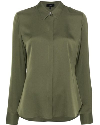 Theory Long-sleeve silk shirt - Verde