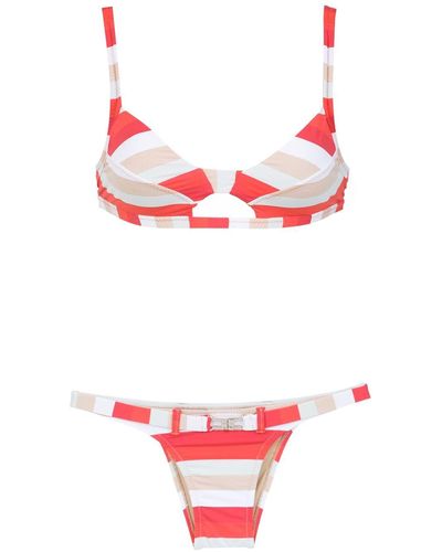 Amir Slama macreme-details swimsuit - Red