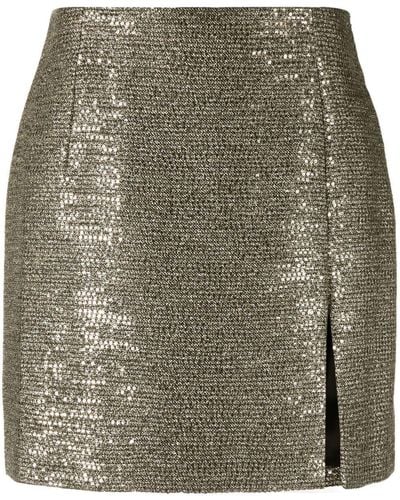 Alessandra Rich Metallic-effect Miniskirt - Grey