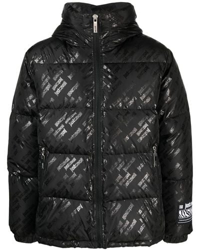 Just Cavalli Logo-print Padded Hooded Jacket - Black