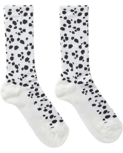 MSGM Polka Dot Ribbed-knit Socks - White
