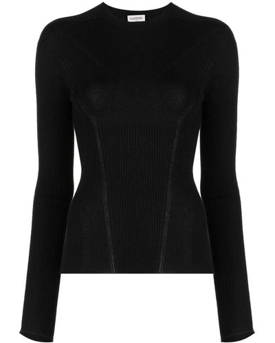 Lanvin Extra-long Sleeve Rib-knit Sweater - Black