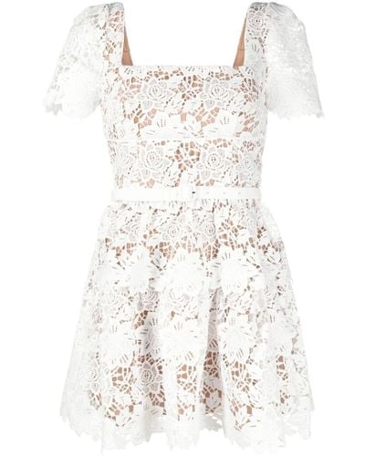 Self-Portrait Belted Guipure-laced Minidress - White