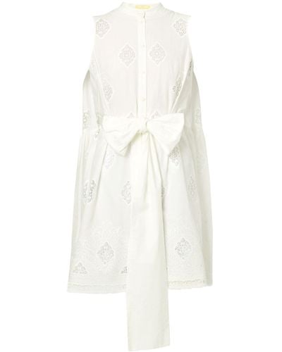 Erdem Lace-panels Tied-waist Dress - White