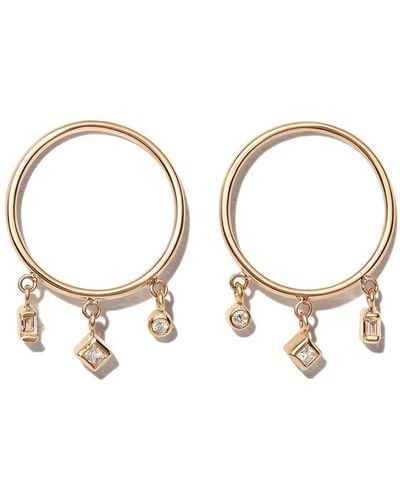 Zoe Chicco 14kt Yellow Gold Diamond Hoop Earrings - Metallic