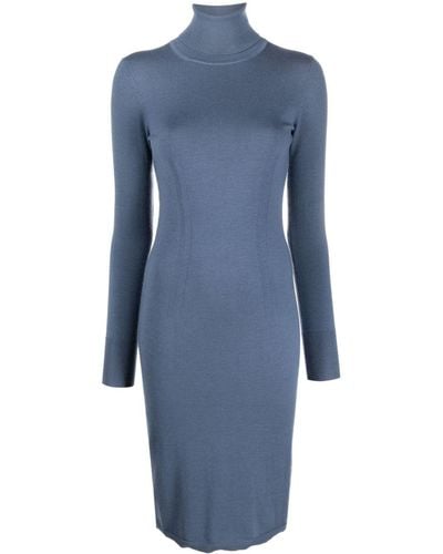 JOSEPH Fine-knit Roll-neck Dress - Blue