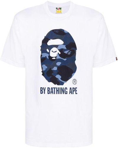 A Bathing Ape Logo-print Cotton T-shirt - Blue