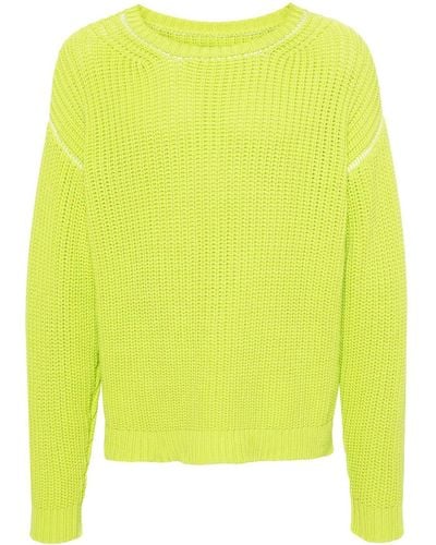 MM6 by Maison Martin Margiela Decorative-stitching Chunky-knit Sweater - Yellow