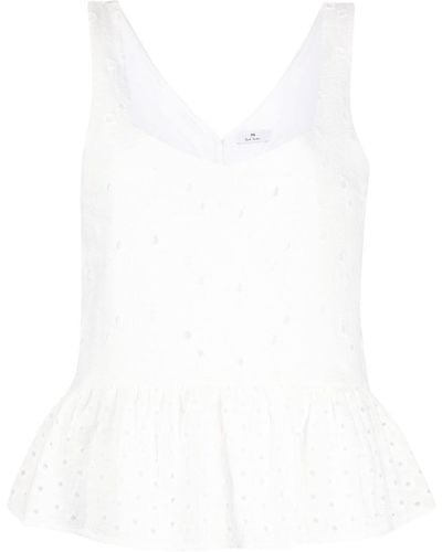 PS by Paul Smith Blouse en broderie anglaise - Blanc
