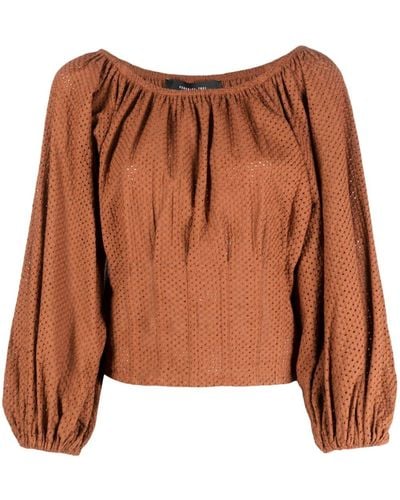 FEDERICA TOSI Off-shoulder Long-sleeved Blouse - Brown