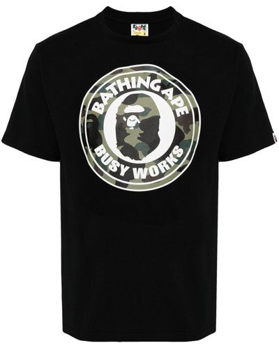 A Bathing Ape Camo Busy Works-print T-shirt - Black