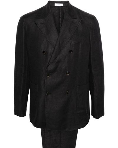 Boglioli Double-breasted Linen Suit - Black