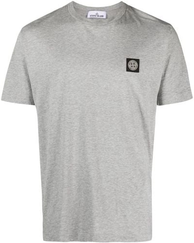 Stone Island T-Shirt mit Kompass-Applikation - Grau