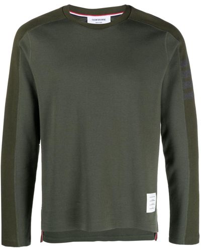 Thom Browne T-Shirt mit 4-Streifen-Logo - Grün