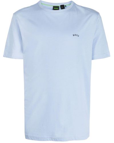 BOSS Logo-appliqué Cotton T-shirt - Blue