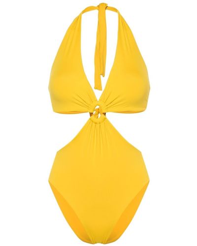 Fisico Ring-bound Cut-out Swimsuit - Yellow