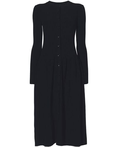 Proenza Schouler Ribbed-knit Button-front Dress - Black