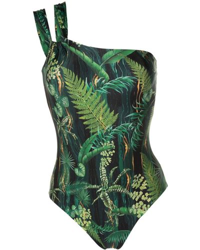 Lygia & Nanny Miusha Leaf-print Swimsuit - Green