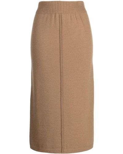 Pringle of Scotland Elasticated-waist Wool-cashmere Blend Skirt - Brown
