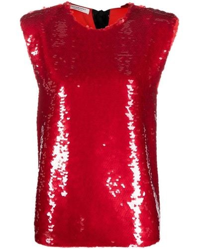 Philosophy Di Lorenzo Serafini Sequin-embellished Cap-sleeve Blouse - Red