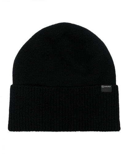 Woolrich Cashmere Ribbed Beanie - Black