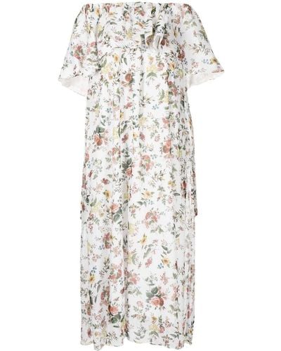 Erdem Floral-print Ruffle-tiered Dress - White