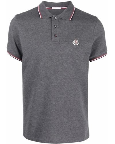 Moncler Piqué Logo-patch Polo Shirt - Grey