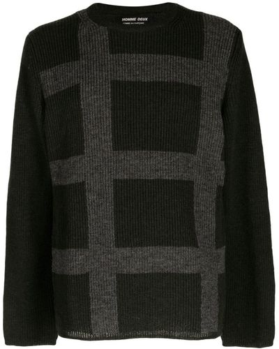 Comme des Garçons Geometric-pattern Ribbed-knit Sweater - Black