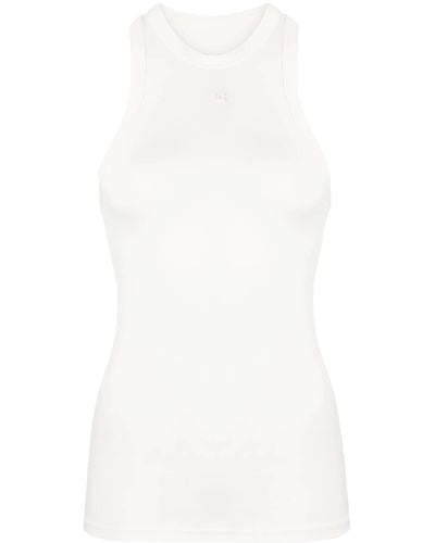 Low Classic Embroidered-logo Sleeveless Top - White