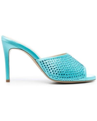 P.A.R.O.S.H. 100mm Crystal-embellished Mules - Blue