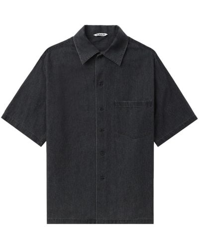 AURALEE Short-sleeved Denim Shirt - Black