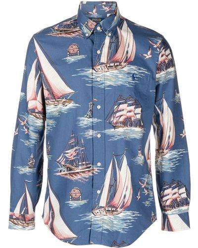Polo Ralph Lauren Overhemd Met Print - Blauw