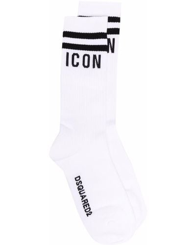 DSquared² Intarsien-Socken mit Logo - Weiß
