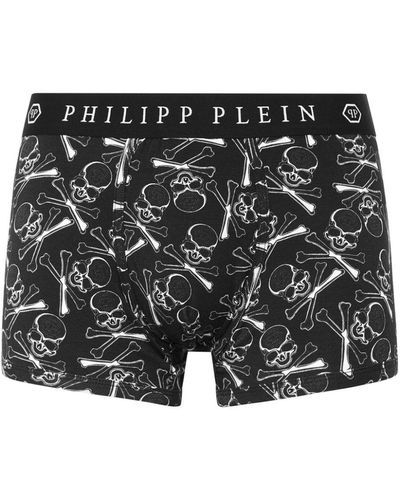 Philipp Plein Boxer à imprimé tête de mort - Noir