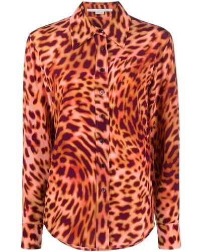 Stella McCartney Seidenhemd mit Leoparden-Print - Pink