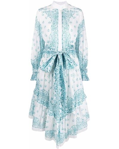 Alexandre Vauthier Robe-chemise à imprimé cachemire - Blanc