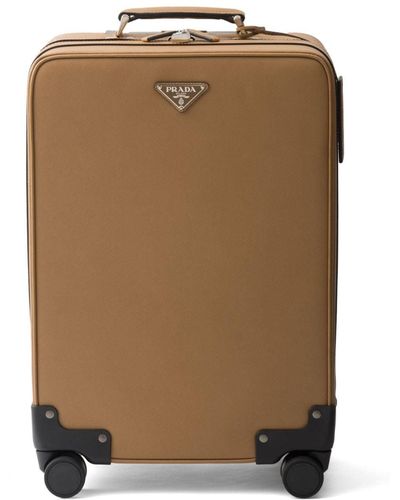 Prada Triangle-logo Leather Suitcase - Brown
