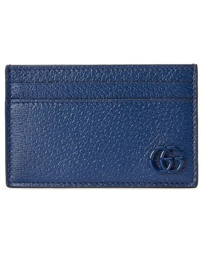 Gucci Porte-cartes GG Marmont en cuir - Bleu
