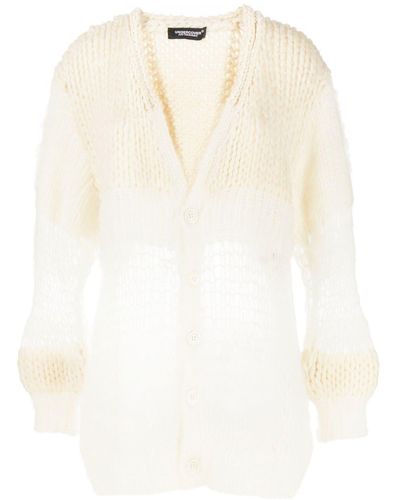 Undercover Contrasting Chunky Knit Cardigan - White