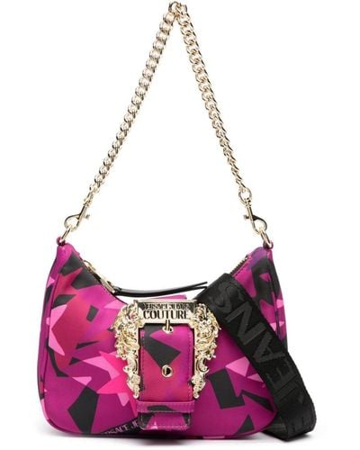 Versace Baroque-buckle Star-print Shoulder Bag - Pink