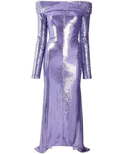 The Attico Off-shoulder Sequin Dress - Purple