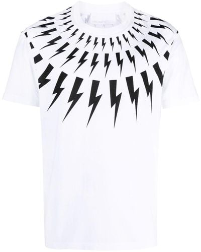 Neil Barrett T-shirt en coton à imprimé Thunderbolt - Blanc