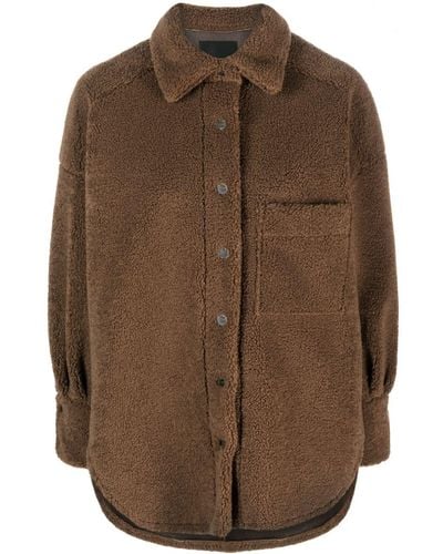 Pinko Faux-fur Shirt Jacket - Brown